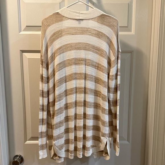 Talbots Beige and Cream Striped Open Cardigan - Picture 2 of 5